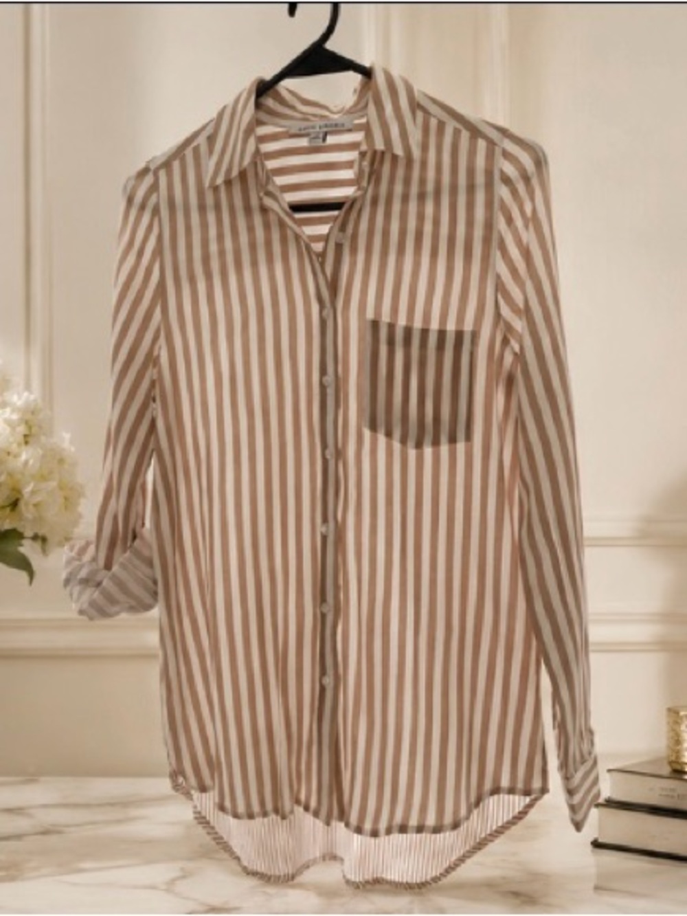 Emily Daniels Women’s Striped Button Sleeve Blouse Size S 100% Rayon